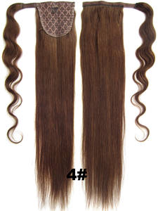 龙湖奢华夹式马尾辫加长100% 中国人头马头发18-24英寸直丝滑柔软无缝混纺 - Product Image 5