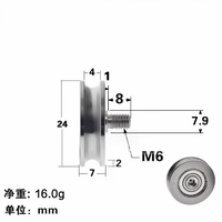 Roulement en acier inoxydable rouleau de poulie en forme de U rouleau antirouille avec vis câble métallique sur la roue de guidage de poulie de ligne
