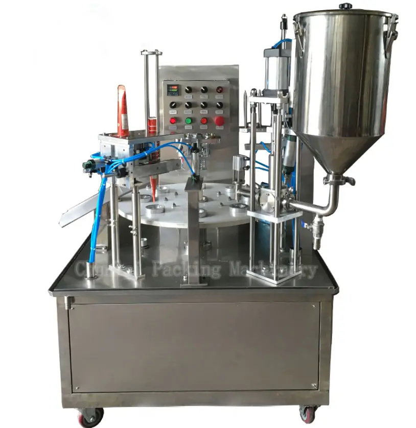 High accuracy automatic 900cups per hour rotary type Yogurt filling sealing machine liquid filling machine