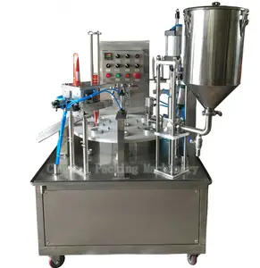 High accuracy automatic Rotary plastic cup container filling and sealing machine for yogurt milk filling machine