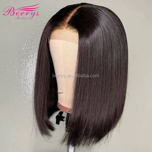 วิกผมบ๊อบแบบลูกไม้ด้านหน้า ทำจากผมแท้ของคนบราซิล ยี่ห้อ Berryshair ความยาว 10-16 นิ้ว สีดำ สำหรับผู้หญิง - Product Image 1