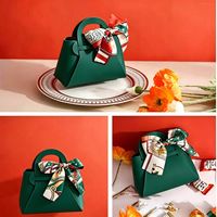 Caja de Dulces para Boda en Forma de Bolso de Cuero PU Ecológico y Duradero, con Lazo de Seda y Logotipo Personalizado, Marca EQ3083, para Recuerdos de Fiesta