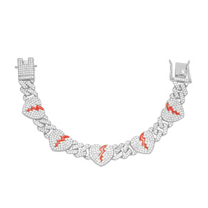 New Hot Selling Simple Design Heart Shape Chain Bracelet Street Hiphop Style Men's Alloy Chain Bracelet Wholesale Jewelry Trendy - Product Image 4