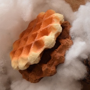 Artificial Simulation Brunch Faux Belgian Waffle Breakfast Cafe Model Dessert Cream Display Diy Chocolate Props Window PU Soft - Product Image 3
