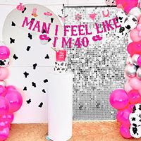 Pesta Ulang Tahun Cowgirl ke-40 Spanduk Pink Panas dengan Tulisan 'Man I Feel Like I Am 40' Spanduk Disko Cowgirl untuk Perlengkapan Pesta Ulang Tahun Cowgirl