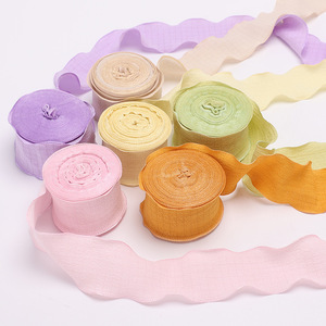 Cinta de Gasa con Volantes de 4 cm, Cinta de Lino con Borde Ondulado para Ramos del Día de la Madre y Decoración de Pasteles - Product Image 4