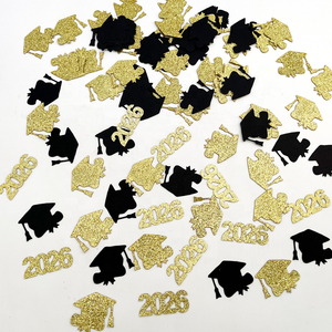 Coriandoli per Laurea 2026, 100 Pezzi, Glitter per Centrotavola, Cappello e Stella, Coriandoli Neri e Oro per Festa di Laurea - Product Image 2
