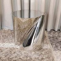 Table d'appoint moderne en acier inoxydable couleur unie, finition brillante, personnalisable, haut de gamme, pour appartement