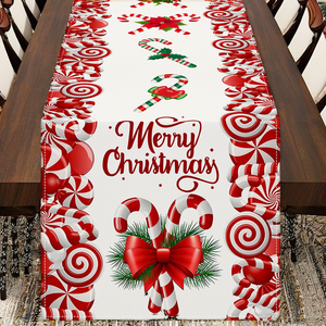 Ychon Custom Printed Christmas Wedding Candy Polyester Table <b>Runners</b> for Home Hotel Decorations - Product Image 2