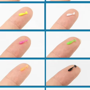 20 piezas de alta calidad, 1 cm, 0.025 g, micro señuelos blandos de PVC con cola en T para pesca de lubina en agua dulce y salada, jigging y wobbling. - Product Image 1
