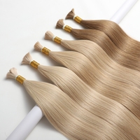 Cheveux humains vierges péruviens naturels européens doublement étirés et lisses, sans trame, en vrac pour tressage et extensions capillaires