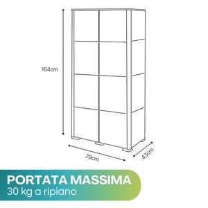 Armadio Contenitore in Plastica Beige 79x43x164 Cm con 2 Ante e 4 Scomparti - Product Image 2