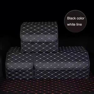 Organisateur de coffre de voiture pliable en cuir PU pratique, boîte de rangement pour la gestion des effets personnels dans le véhicule - Product Image 2