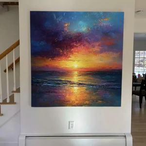 Pintura al Óleo Contemporánea Pintada a Mano sobre Lienzo, Arte de Pared con Motivos Naturales, Pintura en Tonos Neutros para Decoración de Sala de Estar y Dormitorio - Product Image 2