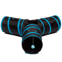 Terowongan Kucing Lipat Ramah Lingkungan Paw Print Feather 3-in-1 untuk Bermain di Luar Ruangan