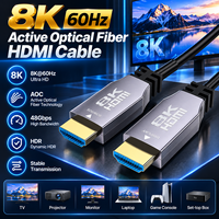 Kabel Serat Optik HDMI 8K 60Hz Kabel HDMI Optik Aktif AOC Kabel Video Jarak Jauh untuk TV Proyektor Monitor