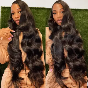 Cljhair Unprocessed 40Inch Lace Frontal Wigs Raw Indian Human Hair Wigs Virgin Cuticle Aligned Body Wave Full Lace Front Wig