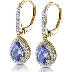 Elegant Two Tone Plating Jewelry 925 Sterling <b>Silver</b> Dangle <b>Earrings</b> Jewelry Blue Tanzanite <b>Drop</b> <b>Earrings</b> - Product Image 2
