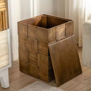 โต๊ะกาแฟไม้เนื้อแข็งสไตล์อเมริกันโมเดิร์น ทนทาน ดีไซน์แบบวาบิซาบิ สำหรับห้องนั่งเล่น วางข้างโซฟา โต๊ะข้างเตียง มีช่องเก็บของ - Product Image 3