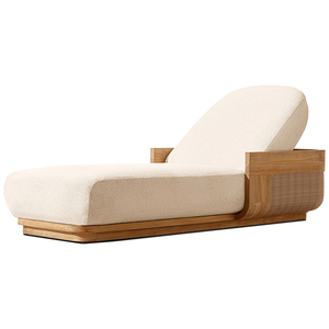 Chaise longue individuelle moderne en teck imperméable pour extérieur, idéale pour les hôtels, resorts, jardins, patios, villas et balcons - Product Image 5