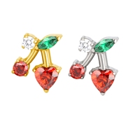 Prêt à expédier Nouveau Bijou de Piercing Corporel Forme Cerise Labret 16G Anneau de Lèvre Boucle d'Oreille Helix