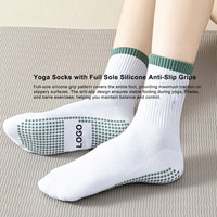 Chaussettes de fitness antidérapantes en silicone à pois pour femmes, mi-mollet, personnalisées, pour yoga, pilates et saut à la corde