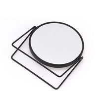 Miroir de maquillage de bureau rond, simple face, en verre HD, avec support en métal doré pour table de toilette de chambre à coucher