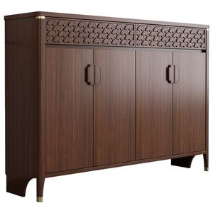 ตู้เก็บรองเท้าสไตล์จีน ตู้เก็บของไม้เนื้อแข็ง ดีไซน์ย้อนยุคหลายชั้น สำหรับทางเข้าบ้าน - Product Image 5