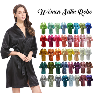 RTS 133 couleurs, nouveau design, robe de mariée en soie unie courte, kimono de demoiselle d'honneur, robes de mariée en satin, robe de mariée, robe de spa, vêtements de nuit pour femmes - Product Image 6