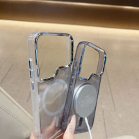 Coque de téléphone transparente en alliage de titane, argent et nickel, avec cadre de caméra chromé, coque arrière fine