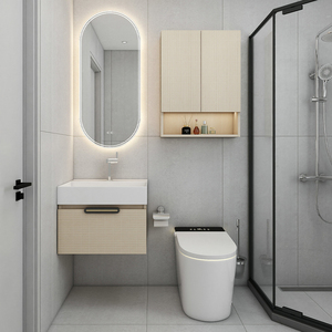 Mueble de Baño con Lavabo de Cerámica, Espejo y Gabinete, a Precio Competitivo - Product Image 1