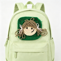 Motif carré Granny en crochet fait main, visage de poupée, applique colorée de dessin animé pour embellissement de vêtements et artisanat, vente en gros