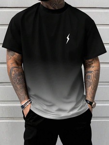 T-shirt à manches courtes pour homme avec imprimé dégradé éclatant, vêtements de mode d'été, personnalisation disponible. F10 - Product Image 2