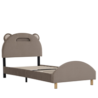 Lit Willsoon Bear Design en velours avec lumière LED Lit pour enfant taille unique personnalisable en bois de style panneau solide pour les enfants
