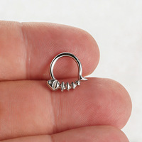 Anneau de nez classique en titane ASTM F136 avec zircon et or, pavé, torsadé, segment articulé, clicker 16G 18G pour piercing corporel - Vente en gros
