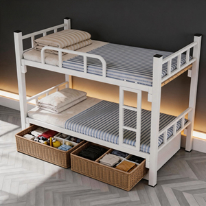 Heavy Duty Metal Bunk <b>Bed</b> Frame for School Dormitory and Student Hostel <b>Space</b> <b>Saving</b> Steel Bunk <b>Bed</b> with Safety Guardrails - Product Image 1