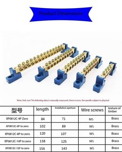 Bornier de <span class=keywords><strong>terre</strong></span> neutre 1-10 pôles fabriqué en Chine Bornes à vis en laiton <span class=keywords><strong>basse</strong></span> tension pour électricien Earth 1-10 PCB enfichable - Product Image 2