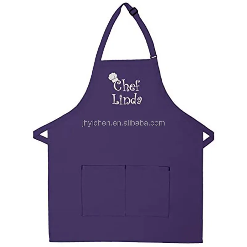 Custom Logo Cotton PVC Waterproof Chef Kitchen Apron For Cafe Restaurants Cooking Aprons