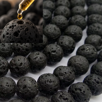 Diffuseur de pierres de lave naturelles, pierre de lave volcanique noire ronde, perles en vrac pour la fabrication de bijoux