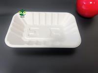 Assiettes à pulpe de bagasse Vaisselle jetable personnalisable Boîte à lunch scolaire dégradable Plateau à emporter sans plastique