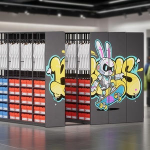 Hiện đại Hướng dẫn sử dụng kim loại kệ lưu trữ dày đặc di động nhỏ gọn Kệ hệ thống cho giày & quần áo bán lẻ di động kệ - Product Image 2