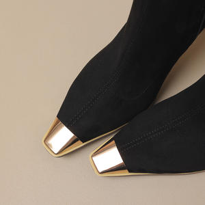 Nuovi Stivali Donna Autunno/Inverno in Camoscio con Tacco Grosso, Punta Quadrata, Zip e Tacco Metallico <span class=keywords><strong>Elasticizzato</strong></span> - Product Image 4