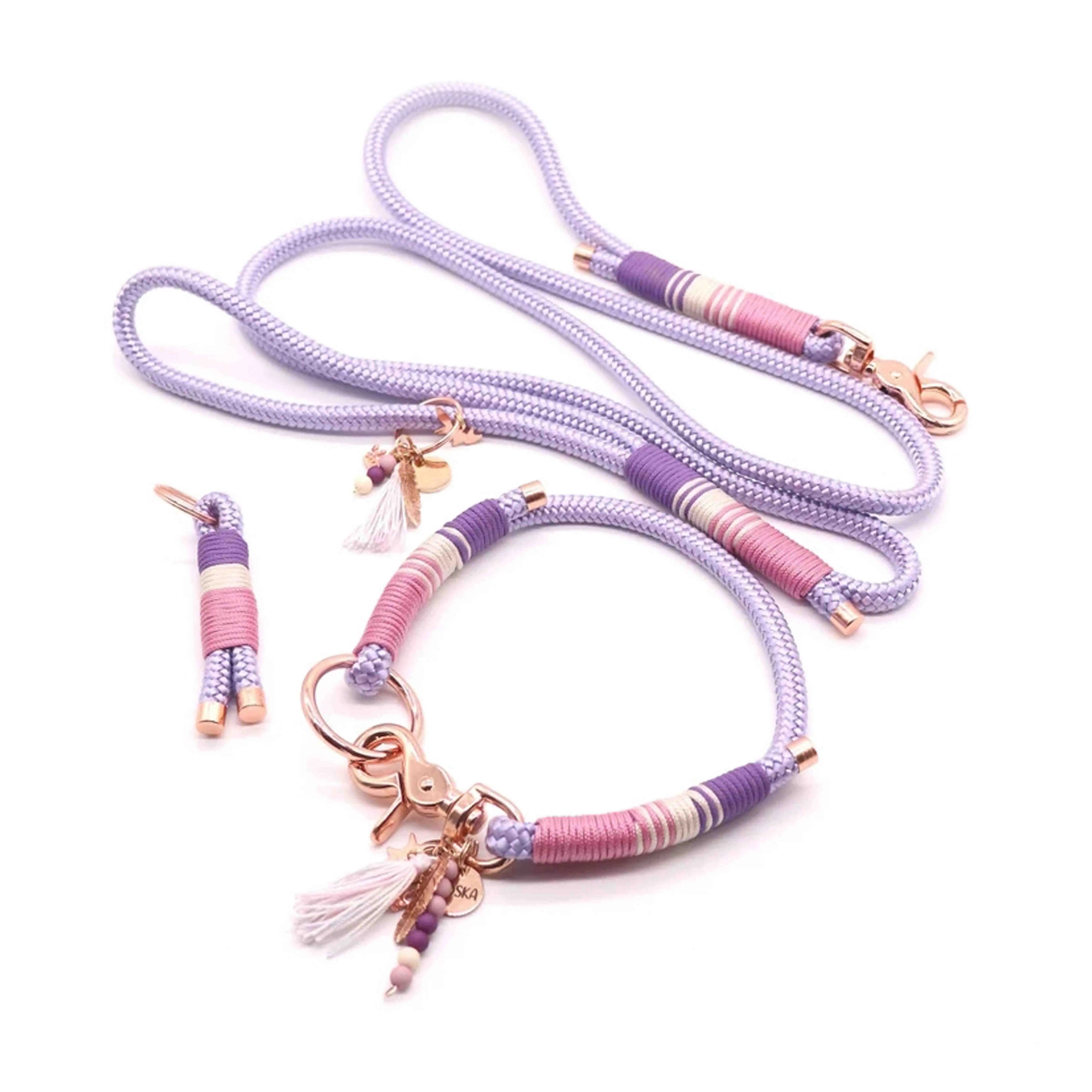 Custom Personalized handmade handsfree S M L size of training rope dog leash and collar set polyester dog leash