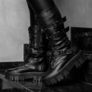 2026 fashion walking style thick-soled mid-calf <b>boots</b> for women autumn and winter style casual shoes round toe women‘s shoes - Product Image 2
