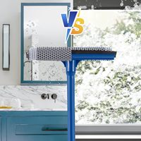 Nettoyeur de vitres de voiture 2 en 1 de 15,9 pouces avec long manche et éponge - Nettoyage professionnel pour stations-service, vitres et surfaces de douche