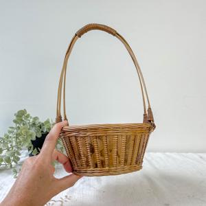 <b>Small</b> Rattan and Bamboo <b>Basket</b> Vintage Bohemian Storage <b>Basket</b> Natural Handmade Woven Decor Vietnam - Product Image 5