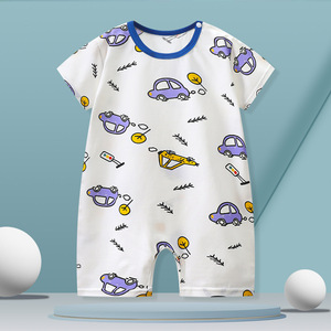 Adorable mameluco con estampado de coche de dibujos animados para bebés 100% algodón suave y cómodo para Spring Crawler - Product Image 3