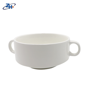 Ciotola per Zuppa in Ceramica con Doppio Manico, Stile Americano, Rotonda, Bianca, Personalizzabile, Set da 2-3 Pezzi - Product Image 5