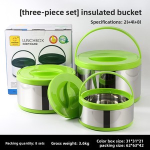 หม้อสแตนเลสสีดำทรงกระบอก 3 ชิ้น ชุดขายดี ความจุเยอะ เก็บความร้อนได้ดี พกพาสะดวก กล่องข้าวสองชั้น - Product Image 6