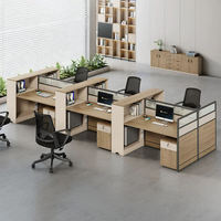 Poste de travail modulaire pliable en panneaux de bois pour 2, 4, 6 ou 8 personnes – Bureau informatique moderne avec cloison et tiroirs de rangement pour bureau